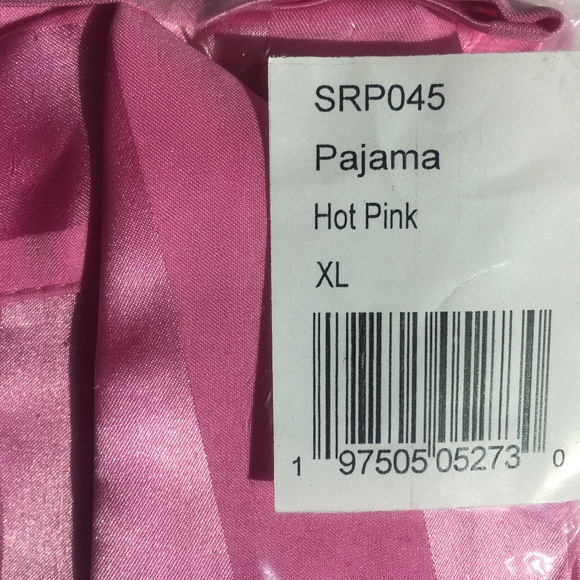 Sz XL new Linea Donatella Women's Feather-Trimmed STRIPED SATIN Pajama Set PINK - Picture 7 of 7